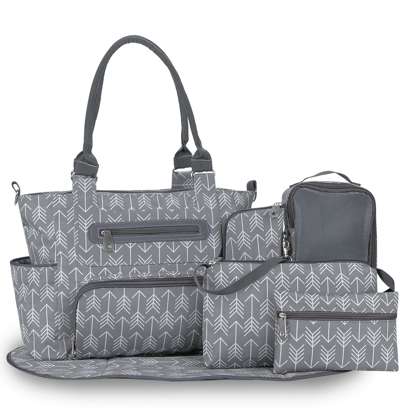 Personalized diaper bag set with changing pad bottle bag and organizer pouch