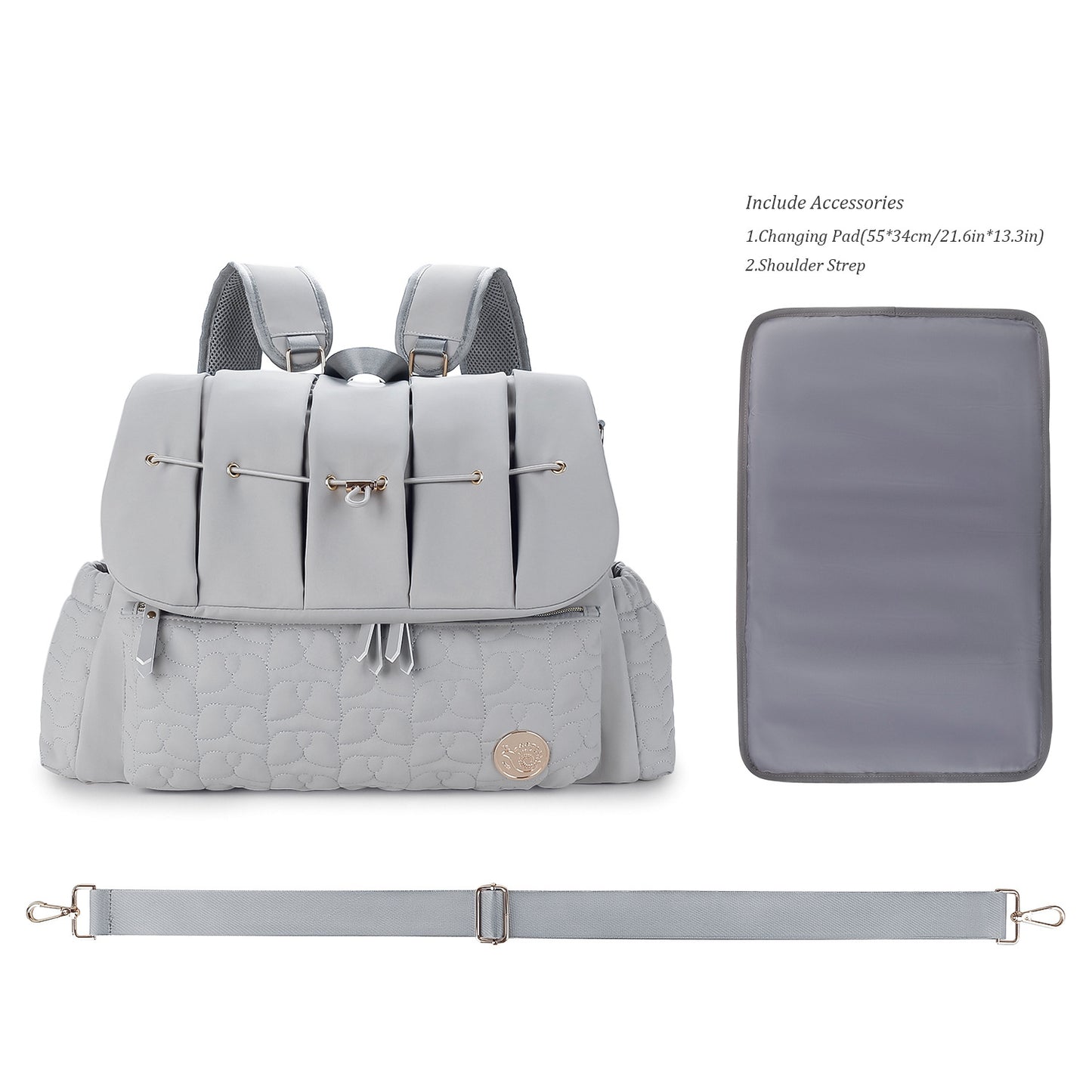 waterproof diaper bag with portable changing pad