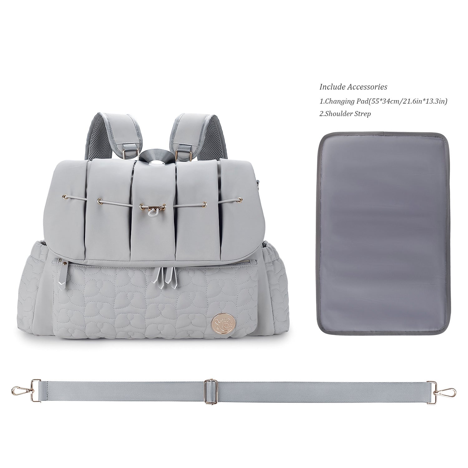 waterproof diaper bag with portable changing pad