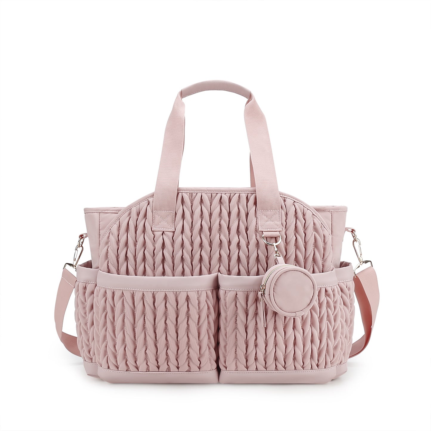 pink polyester diaper handbag bag,women,front 02