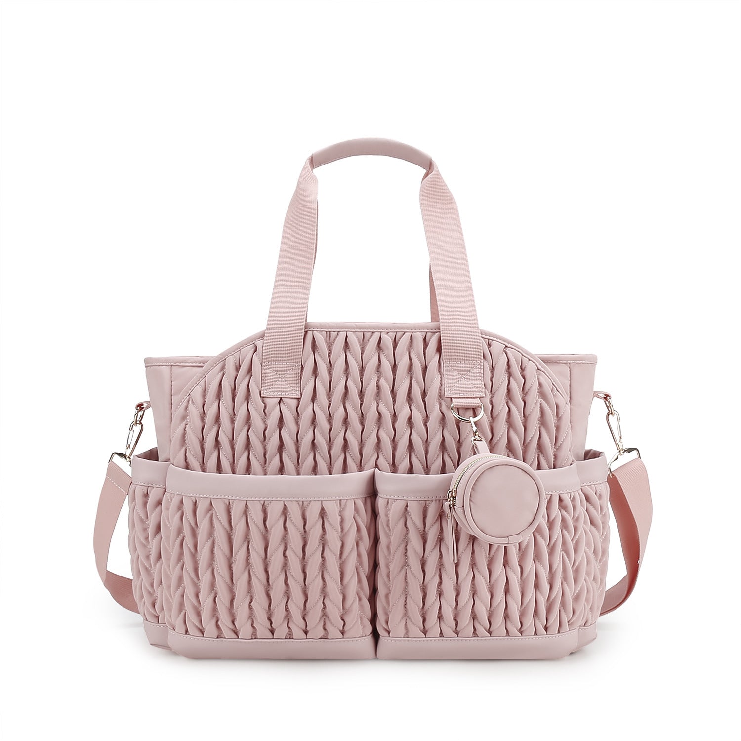 pink polyester diaper handbag bag,women,front 02