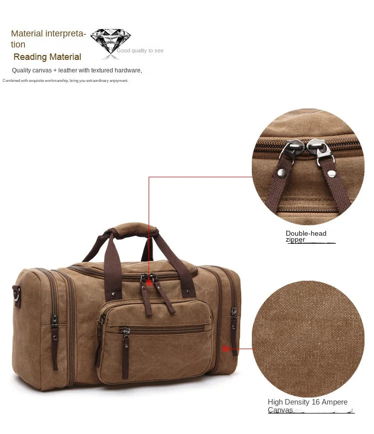 double head zipper and high density canvas detail on expandable travel duffel bag