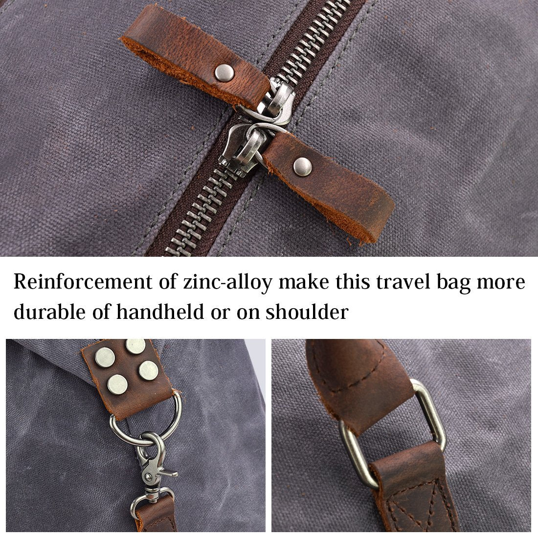 gray men canvas duffel bag,custom,detail 03