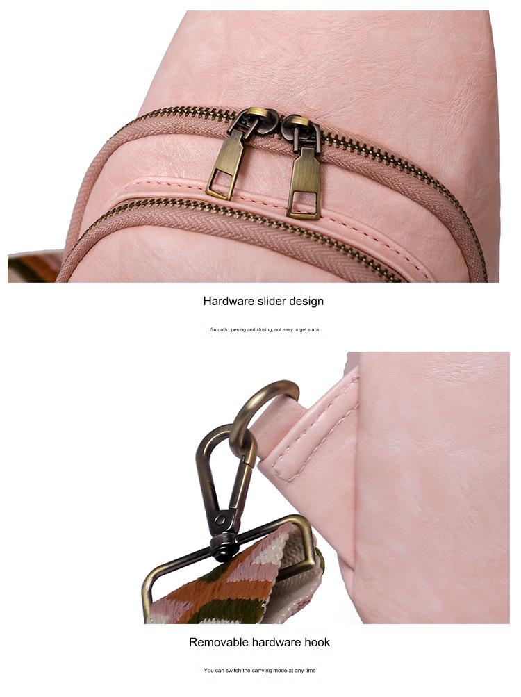 pink pu crossbody chest bag,women,detail