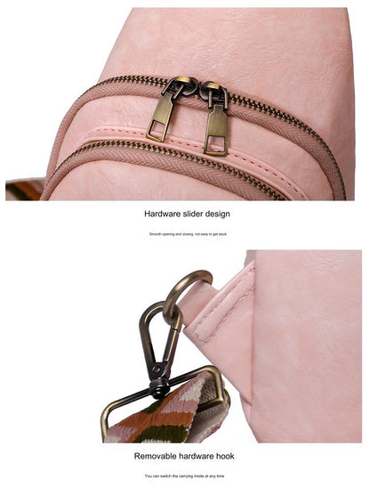 pink pu crossbody chest bag,women,detail