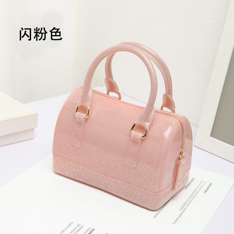 2024 Spring and Summer One Shoulder Crossbody Portable Candy Transparent Mini Mini Pillow Gel Bag