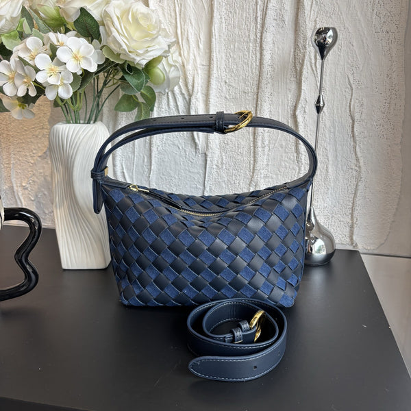 Genuine Leather Woven Fashion Handheld Lunch Box Bag Underarm Crossbody Women's Bag