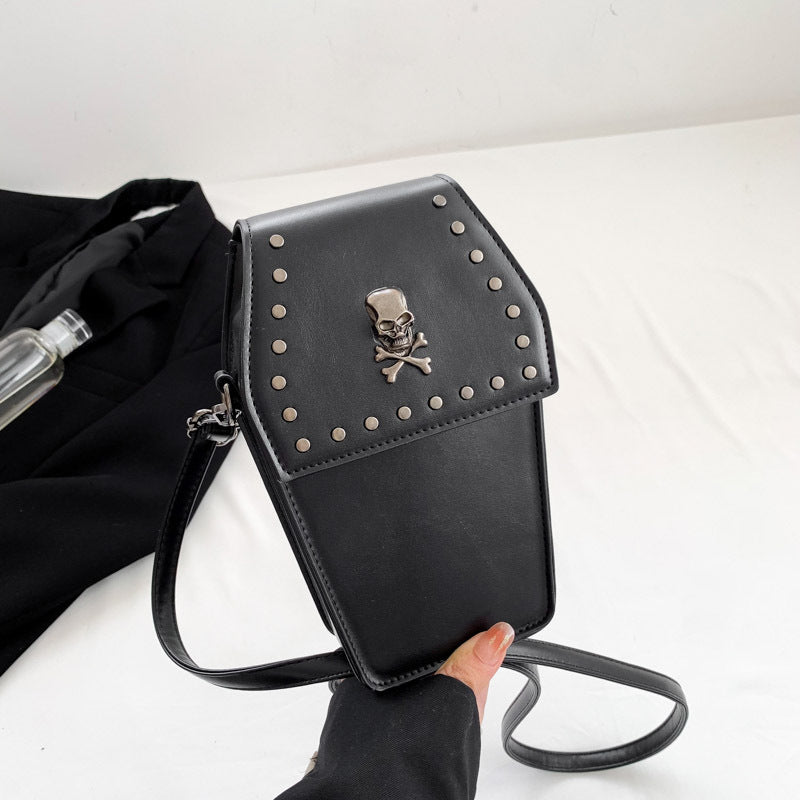 Autumn and Winter New Small Rivet Square Bag Retro Gothic Style Vertical Mobile Phone Bag Women's Cross-Body Bag