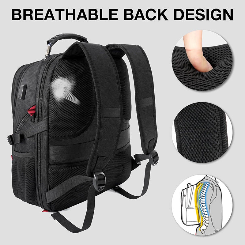 ergonomic backpack with breathable back panel and comfortable shoulder straps