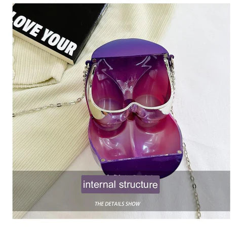 purple fanlosn acrylic evening bag women,custom,inner
