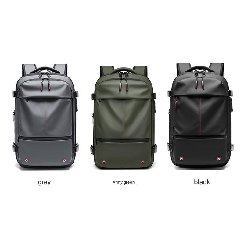expandable travel backpack available in black gray blue and army green