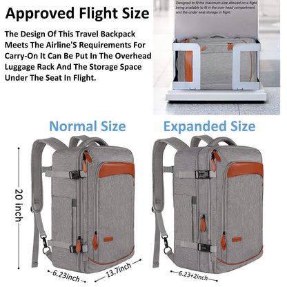 expandable carry on backpack with airline approved travel size and expanded storage capacity