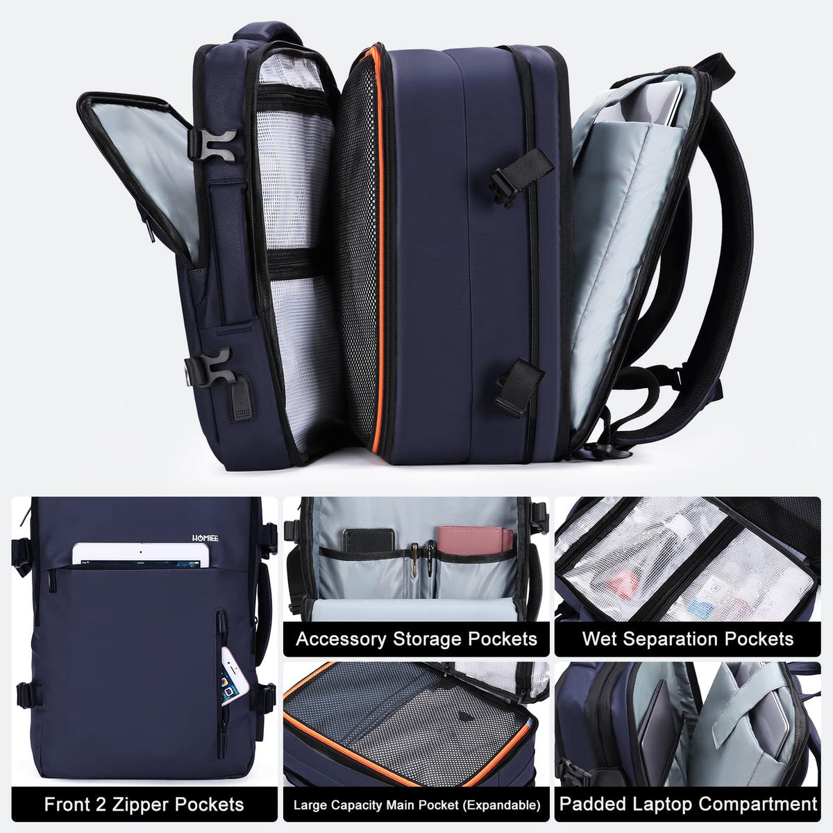 expandable laptop backpack with wet dry separation and organized compartments