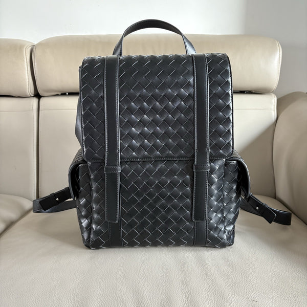 Genuine Leather Woven Unisex Backpack Large Capacity Travel School Bag