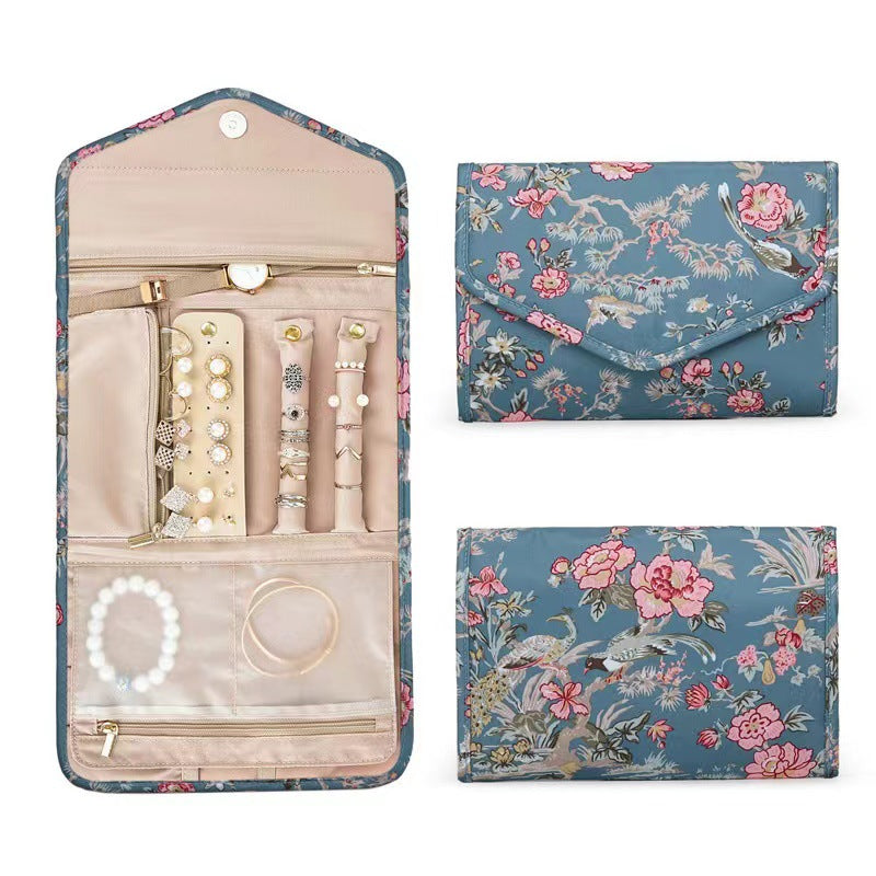 floral jewelry organizer pouch for travel accessories