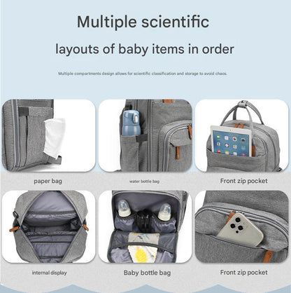 light gray oxford fanlosn foldable baby bed diaper bag,custom,detail