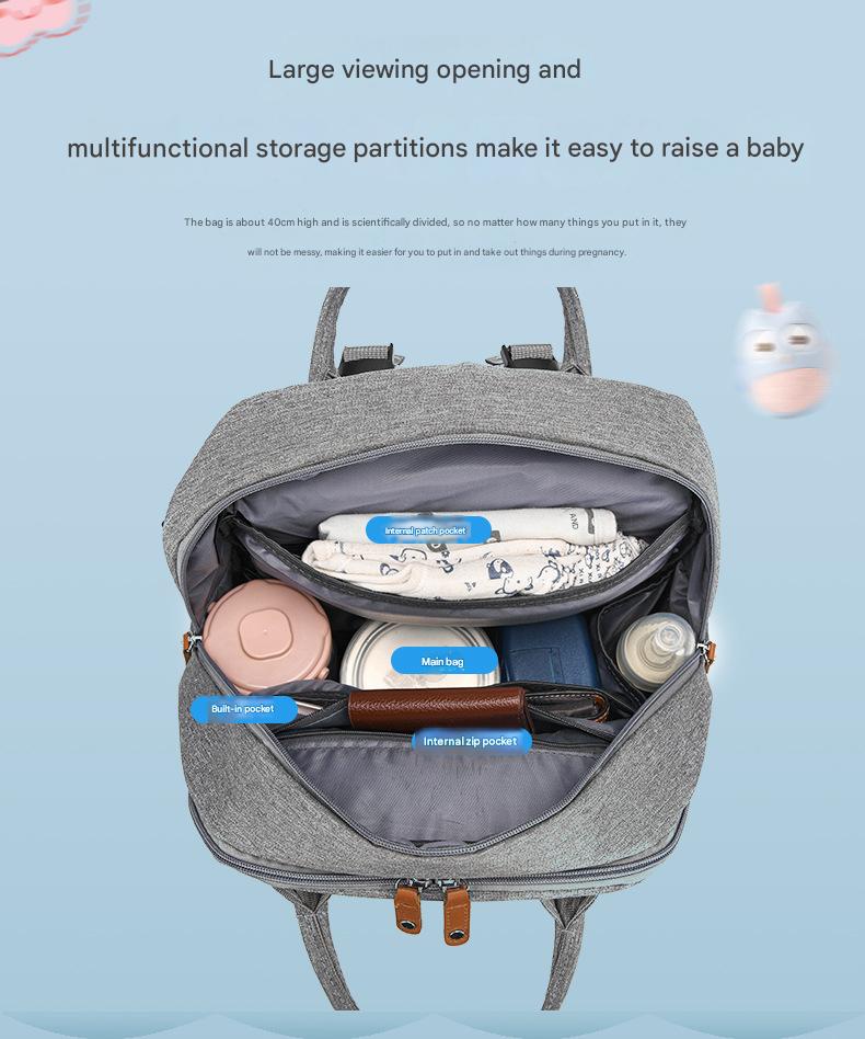 light gray oxford fanlosn foldable baby bed diaper bag,custom,inner 02