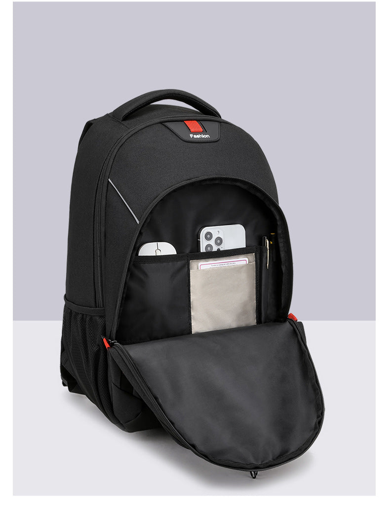 black business backpack with front pocket organizer