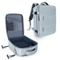 gray business travel backpack with laptop storage