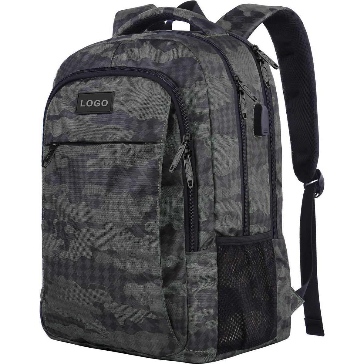 gray camo backpack for outdoor travel and business use