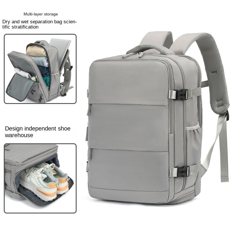 gray large laptop travel backpack with 15.6 inch computer compartment