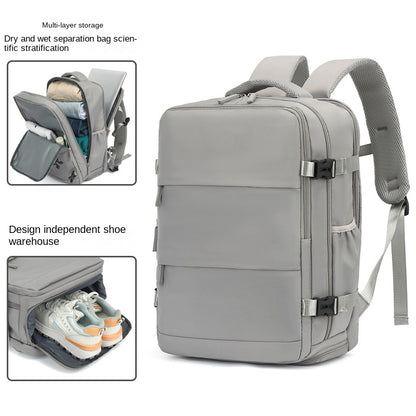 gray large laptop travel backpack with 15.6 inch computer compartment