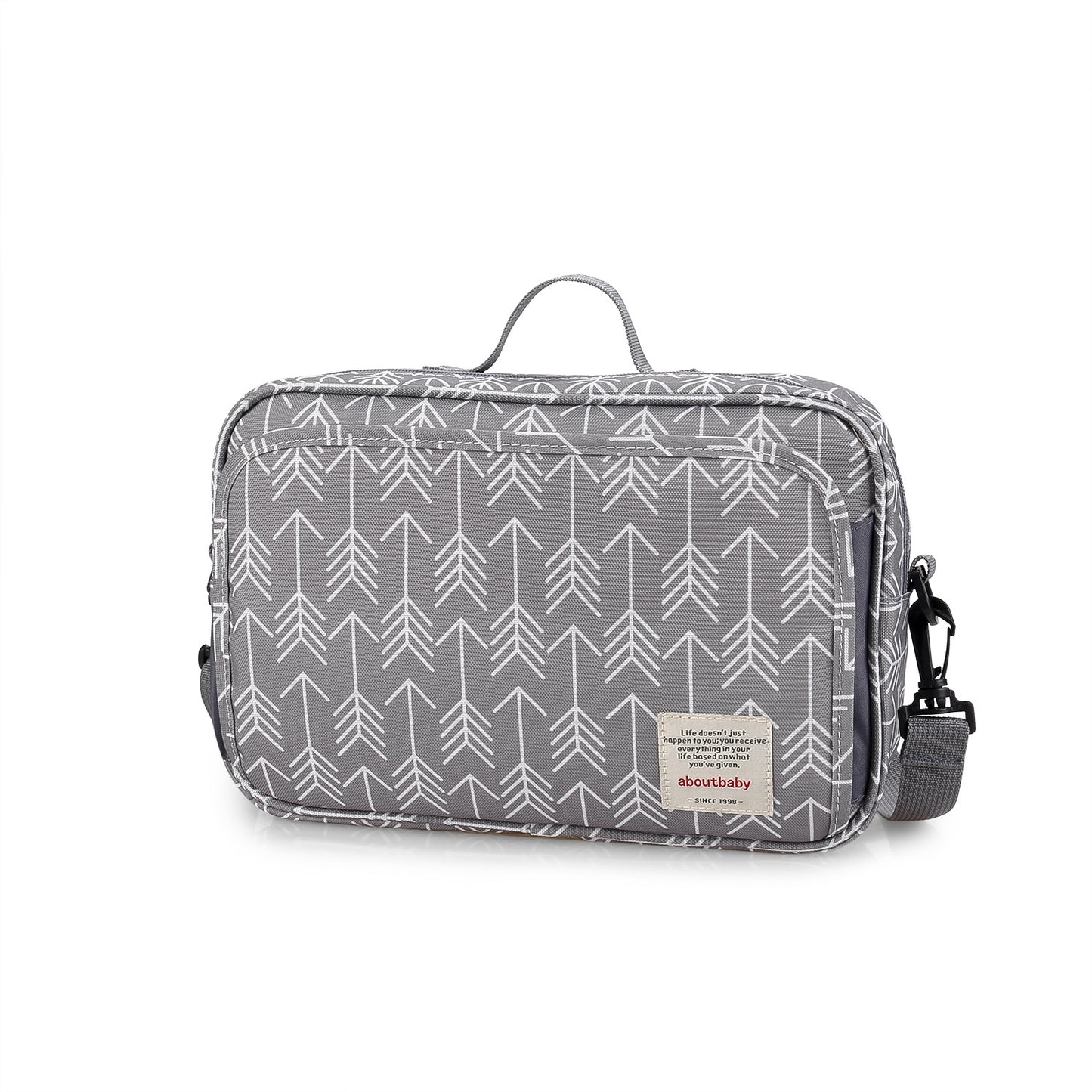 gray patterned stroller organizer bag