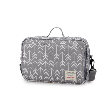 gray patterned stroller organizer bag
