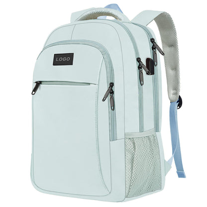green business backpack with multiple compartments