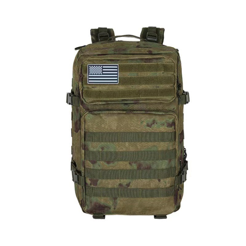 green ruins camouflage tactical backpack with front molle webbing