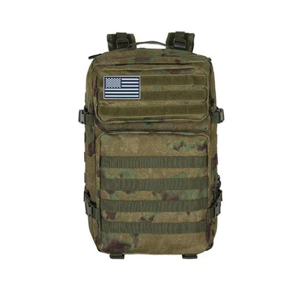 green ruins camouflage tactical backpack with front molle webbing