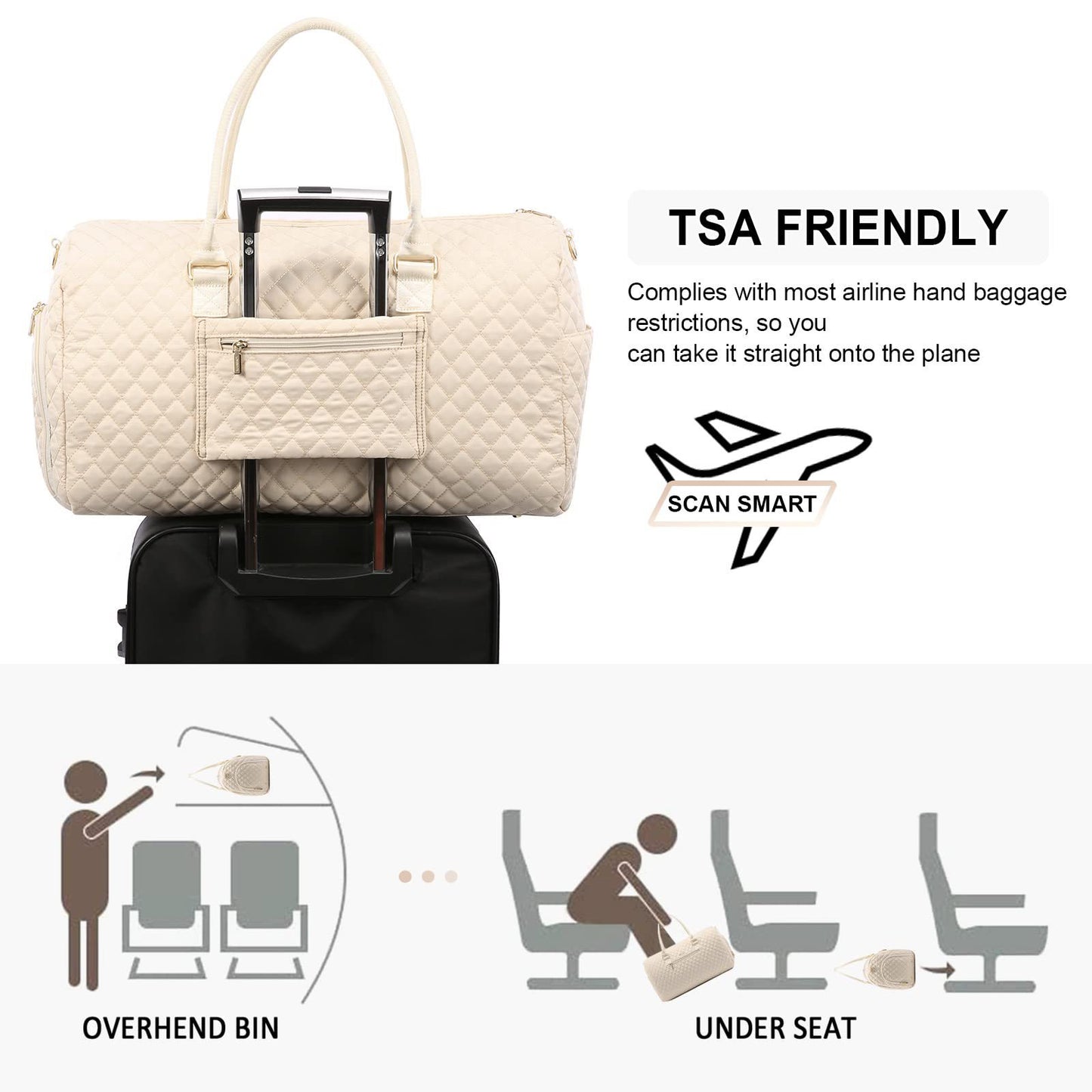 creamy white large capacity women gym bag,custom,lifestyle