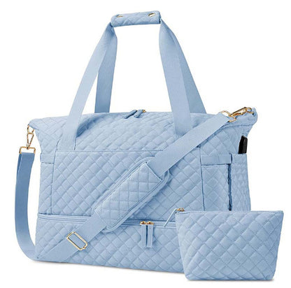 stream cotton sky blue waterproof women gym duffel bag,custom,front
