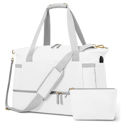white waterproof women gym duffel bag,custom,front