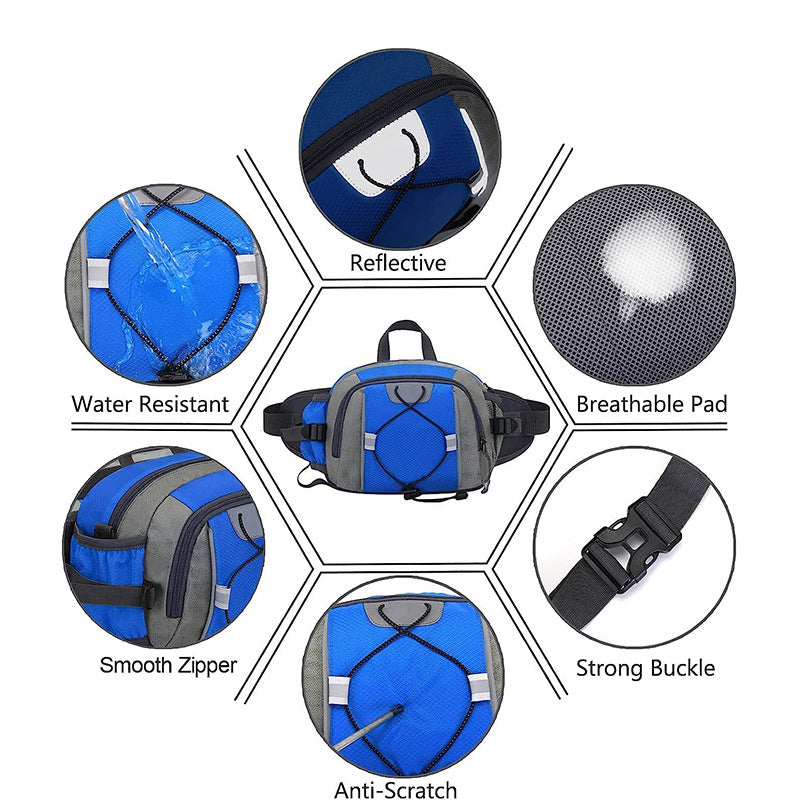 blue wine nylon hiking waist pack,custom,detail