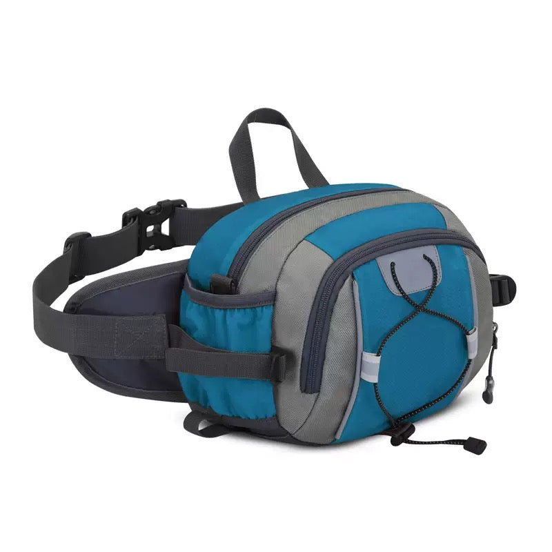 lake blue nylon hiking waist pack,custom,side