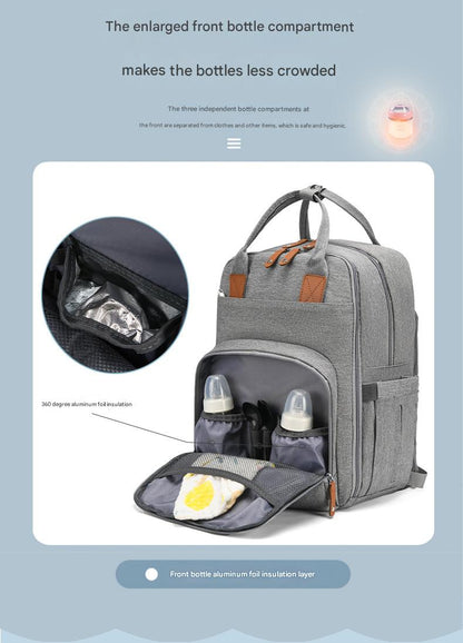 diaper backpack with insulated bottle pockets