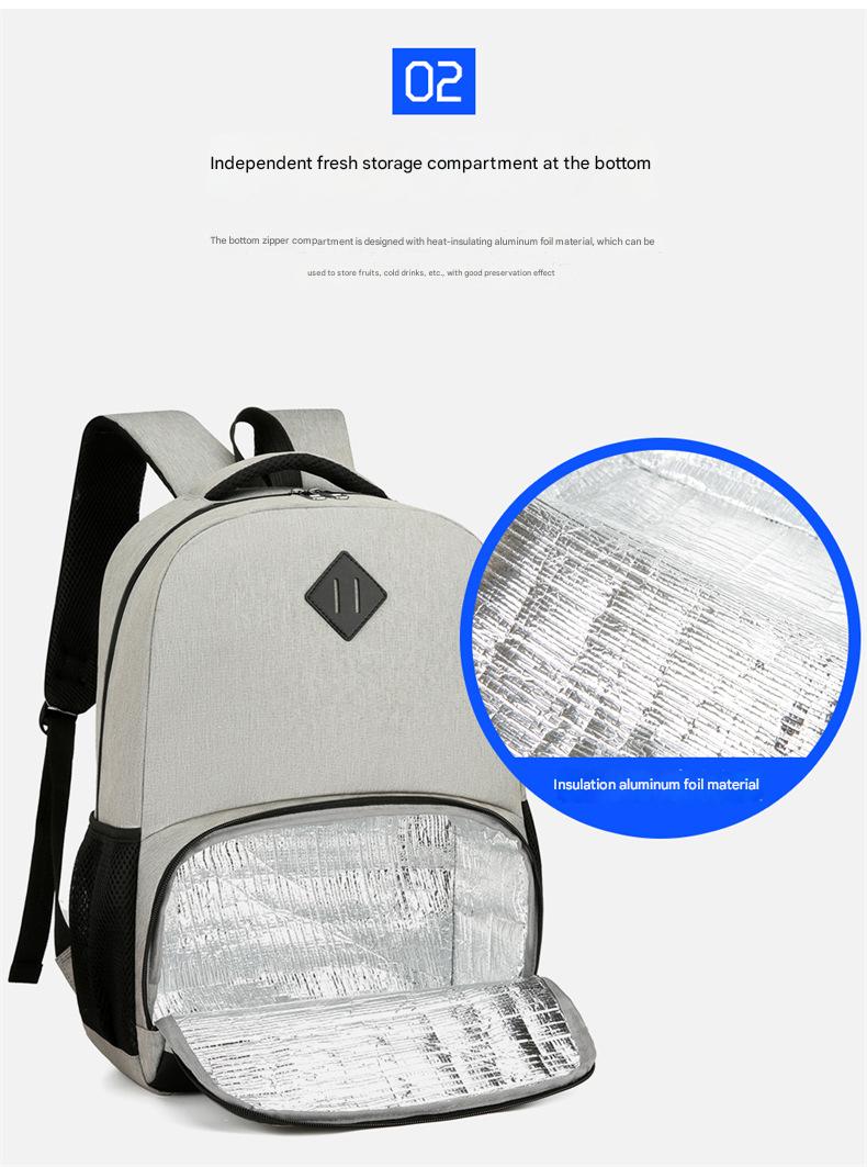 gray fanlosn waterproof insulated laptop backpack,custom,front inner