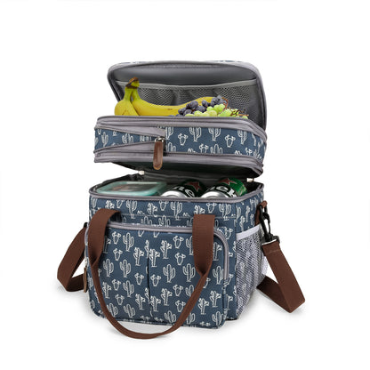 cactus print oxford insulated lunch bag,women,detail