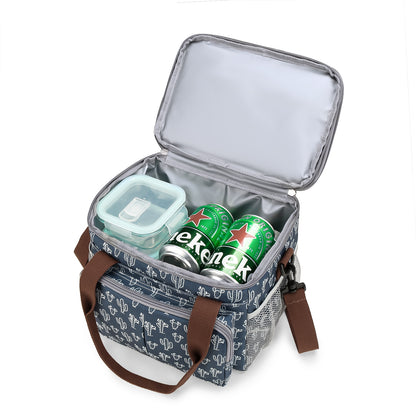 cactus print oxford insulated lunch bag,women,inner