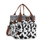 milk grain print oxford insulated lunch bag,women,front