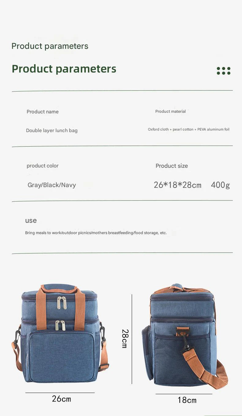 navy blue oxford insulated lunch bag,custom,dimensions