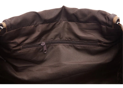 interior zipper pocket inside canvas mens travel bag for organized small item storage