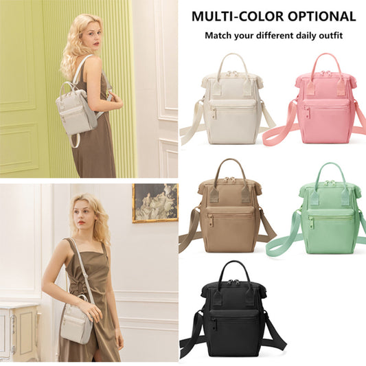 japanese-style mini backpack with compact upright shape convertible shoulder straps and multiple color options