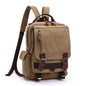 khaki canvas rucksack backpack for travel and daily commuting