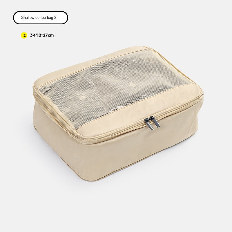 khaki no 2 compression packing cube measuring 34 x 12 x 27 cm for travel storage