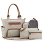 Khaki diaper bag tote with organizer accessories