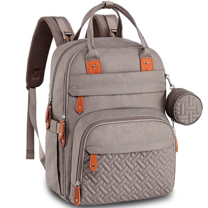 khaki multifunction diaper backpack with organized compartments