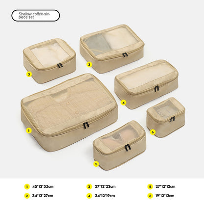 khaki polyester travel compression organizer,6 pieces set,front 03