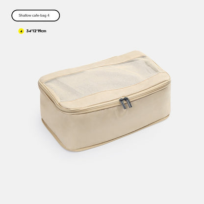 khaki no 4 travel storage bag measuring 34 x 12 x 19 cm with compression zipper